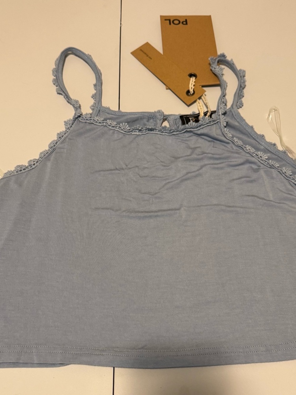 POL Light Blue Lace-Trim Camisole Size Small